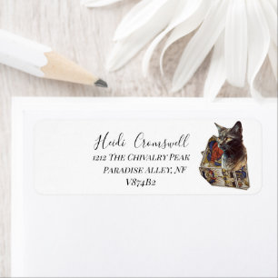 Cat Tarot Ornate Script Return Address Label