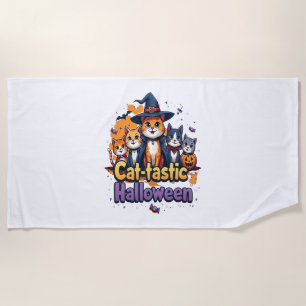 Cat-tastic Halloween Beach Towel