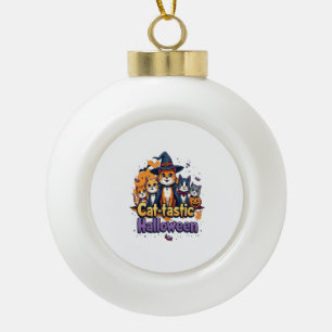 Cat-tastic Halloween Ceramic Ball Christmas Ornament