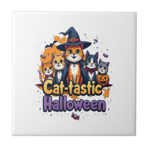 Cat-tastic Halloween Ceramic Tile