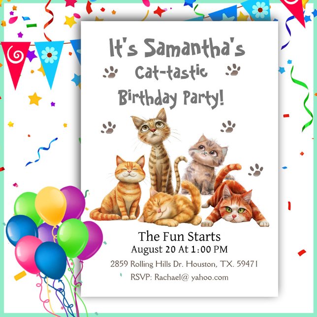 Cat-tastic Kitten Birthday Invitation (Creator Uploaded)