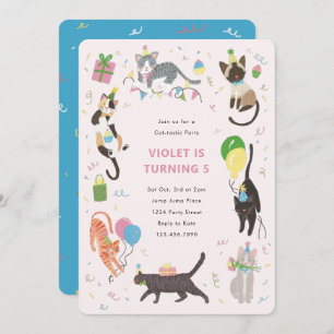 Cat-Tastic Kitty Cat Birthday Party Invitation
