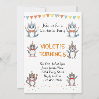 Cat-Tastic Kitty Cat Birthday Party With Gold Foil Invitation