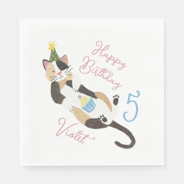 Cat-tastic Purrfect Birthday Party Custom Napkins (Front)