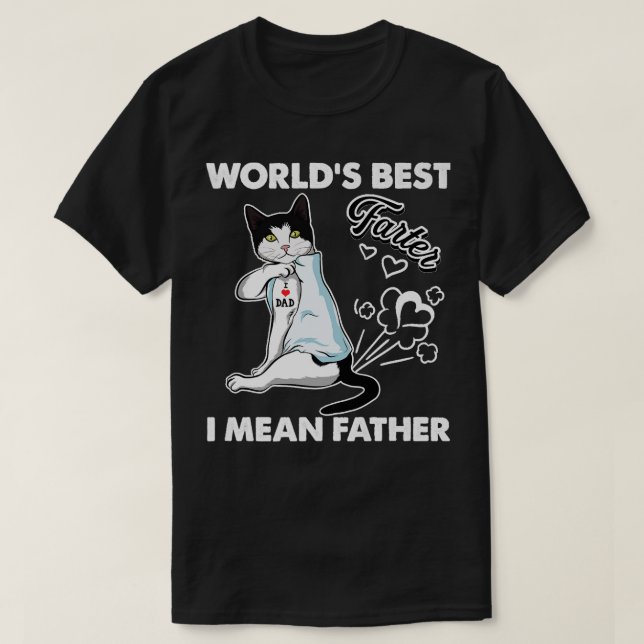 Cat Tattoo I Love Dad Cat Daddy Cat Dad Funny Cat  T-Shirt (Design Front)