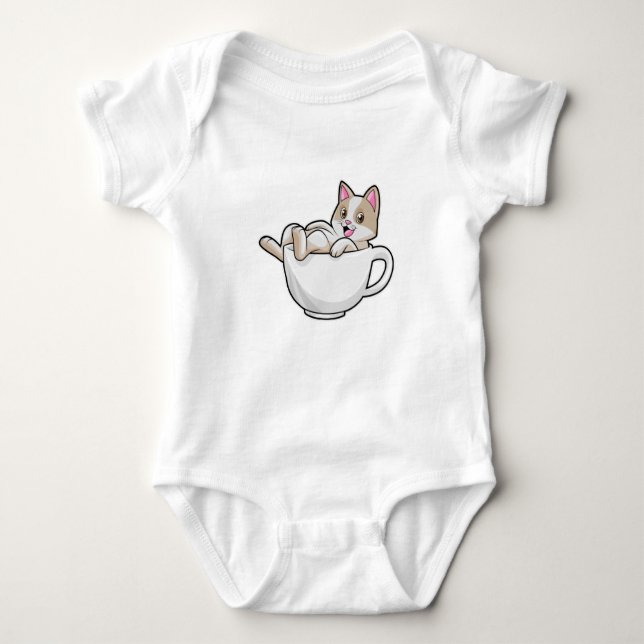 Cat Tea cup Baby Bodysuit (Front)