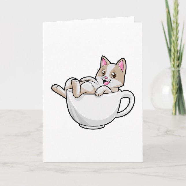 Cat Tea cup Card (Front)