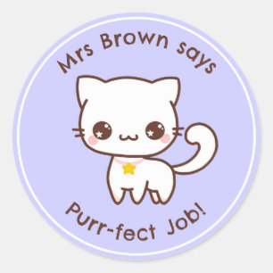 Cat Teacher Reward Stickers Personalised Kawaii