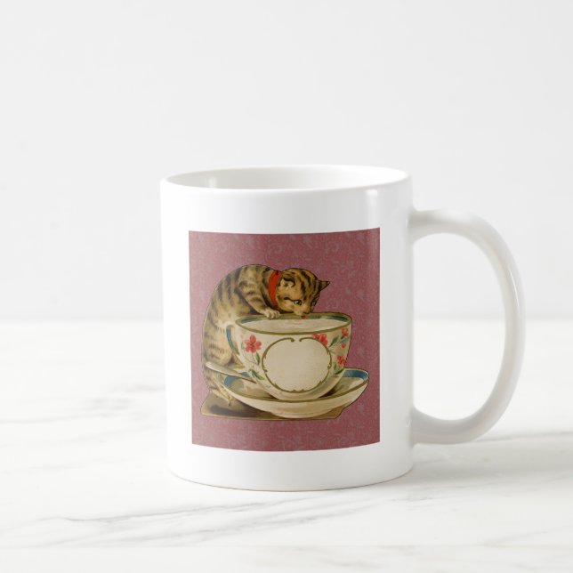 Cat Teacup Cute Vintage Victorian Coffee Mug (Right)