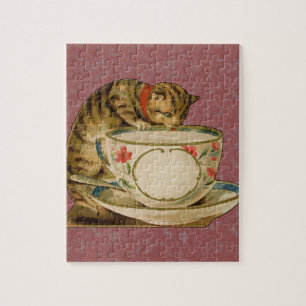 Cat Teacup Cute Vintage Victorian Pet Classic Jigsaw Puzzle