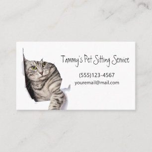 Cat Tearing through Pet Sitting Service Business Card