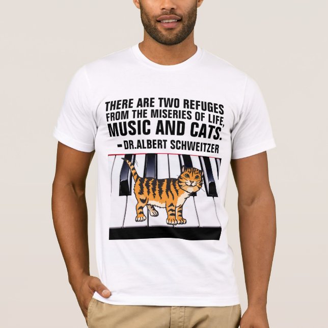 CAT TEES, TWO MEANS REFUGE FROM MISERIES OF LIFE T T-Shirt (Front)
