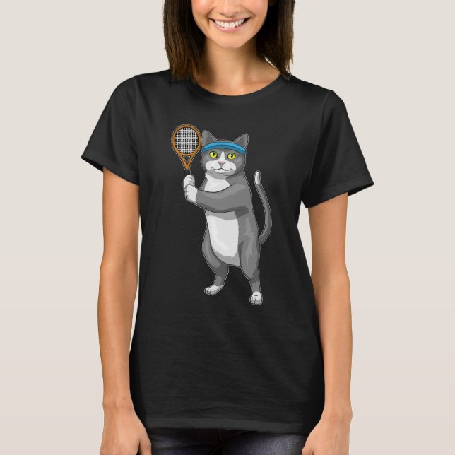 Cat Tennis Tennis racket T-Shirt (Front)