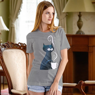 Cat Testing Tea Temperature With Tail Tri-Blend Shirt
