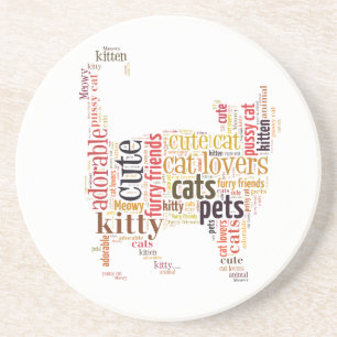 Cat text design coaster