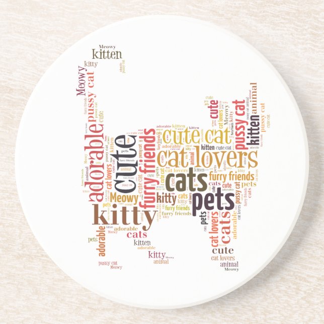Cat text design coaster (Front)