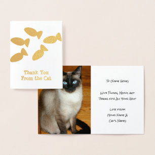 Cat Thank You - Add Kitty Photo Inside - Custom Foil Card
