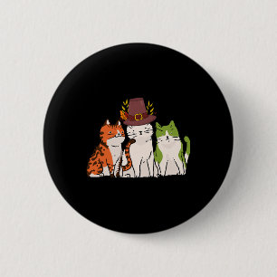 Cat Thanksgiving Day Cute Kitten Kitty Fall Autumn 6 Cm Round Badge