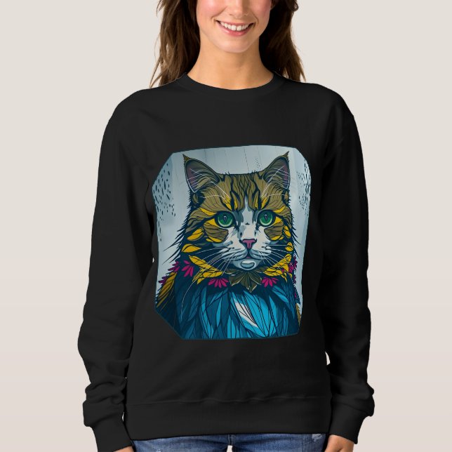 Cat That Ate The Canary Feathers | Wearable Art Sweatshirt (Front)