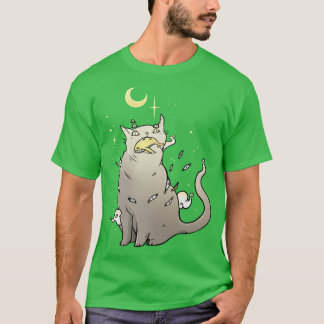 Cat That Caught A Whale Cute Kawaii toon Artwork T-Shirt