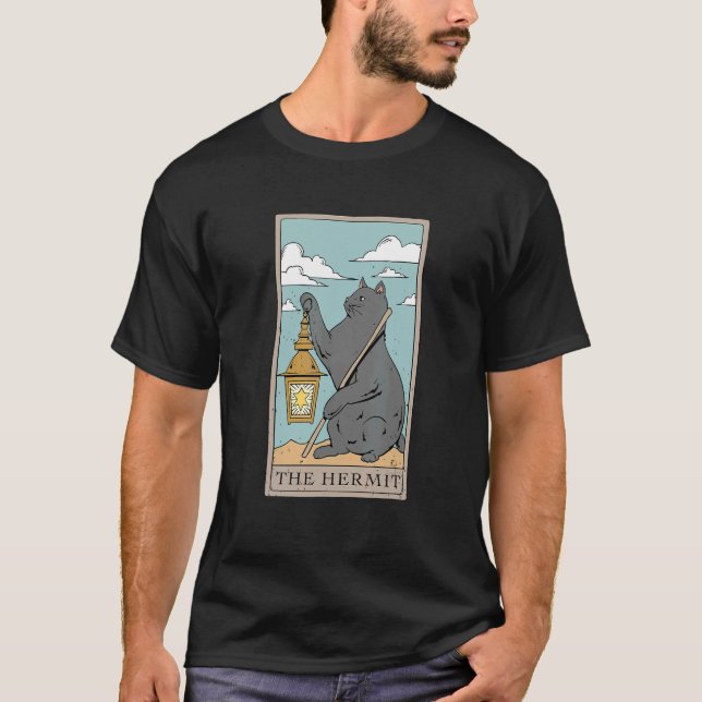 Cat The Hermit Tarot Card for a Tarot Card Reader T-Shirt (Front)