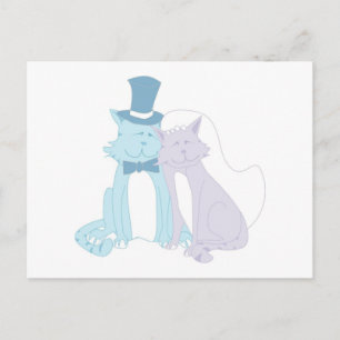 Cat Theme Wedding Postcard