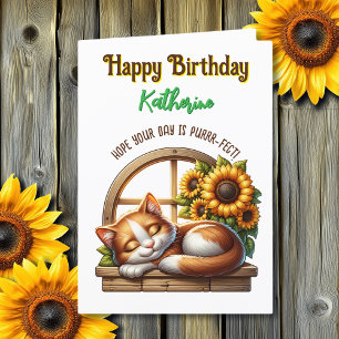 Cat Themed Birthday Card   Word Search Inside!