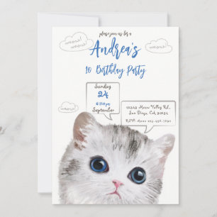 Cat Themed Birthday Invitation - Kid's Birthday