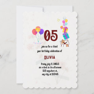 Cat Themed Birthday Party Invitation