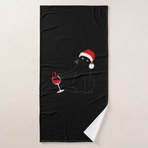 Cat Themed Christmas Sweater For Men Women Wine Lo Bath Towel