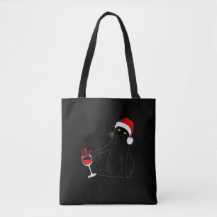 Cat Themed Christmas Sweater For Men Women Wine Lo Tote Bag
