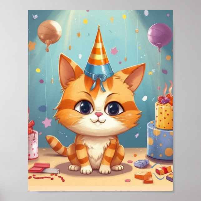 Cat themed design ginger cat cute poster (Front)