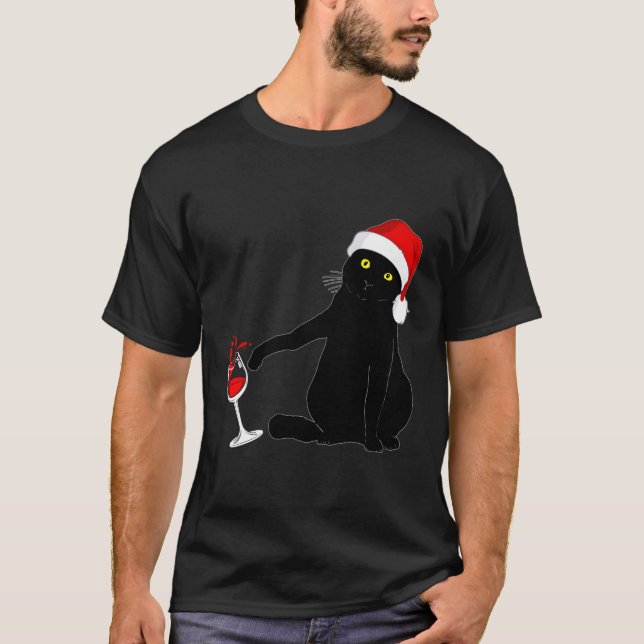 Cat Themed For Wine T-Shirt (Front)