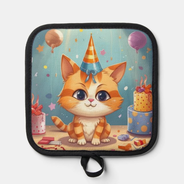 Cat themed kitchen wares ginger cat cute pot holder (Front)
