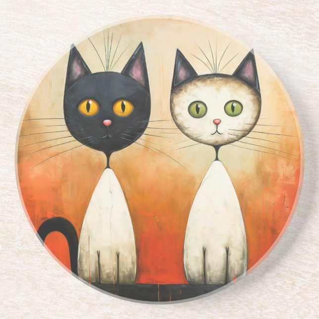 Cat-Themed Sandstone Coaster (Front)
