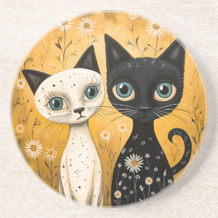 Cat-Themed Sandstone Coaster