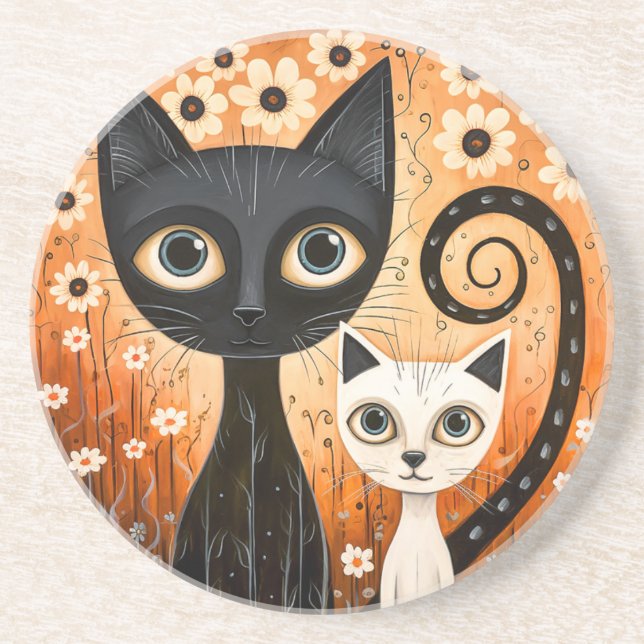 Cat-Themed Sandstone Coaster (Front)