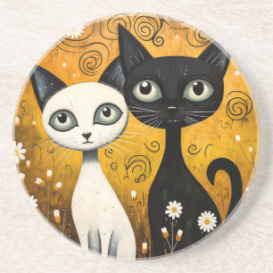 Cat-Themed Sandstone Coaster