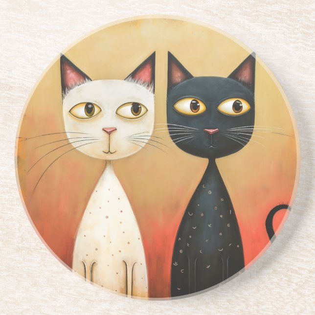 Cat-Themed Sandstone Coaster (Front)