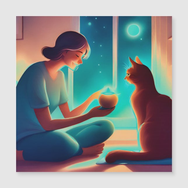 cat  therapist  - magnetic  card (Front)
