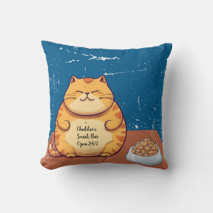 Cat Throw Pillow, 16" x 16" Orange Cat  Cushion