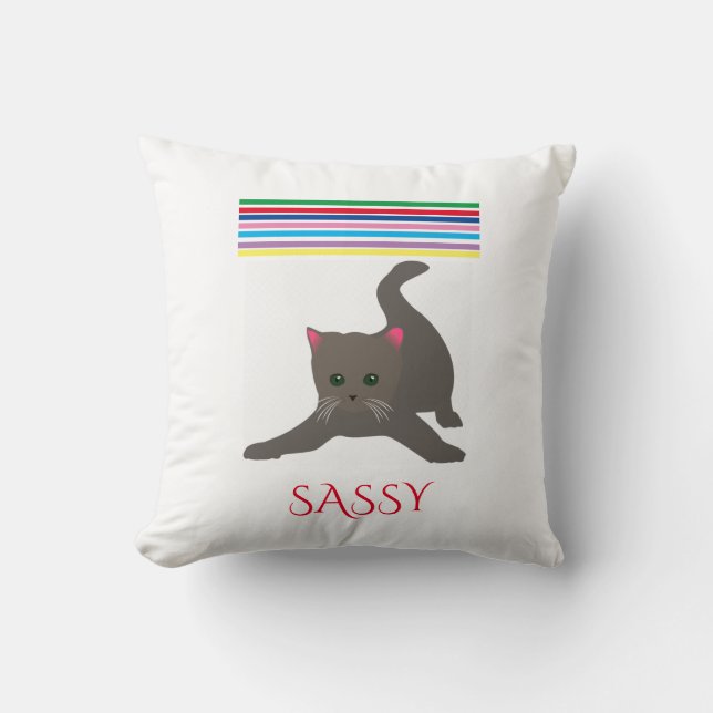CAT throw pillow. Personalised name. Cushion (Front)