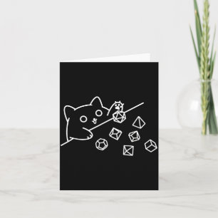 Cat Throwing Dices Geometry lyhedral Line Art Card