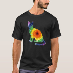 Cat Tie Dye Colourful Rainbow Kitten Hippie Cat T-Shirt