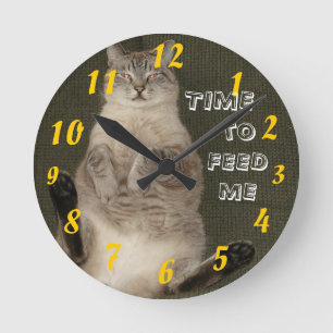 Cat "TIME TO FEED ME" Wall Clock