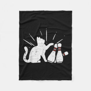 Cat Tipping Bowling Pins Fun Bowler Girls Kids Tod Fleece Blanket