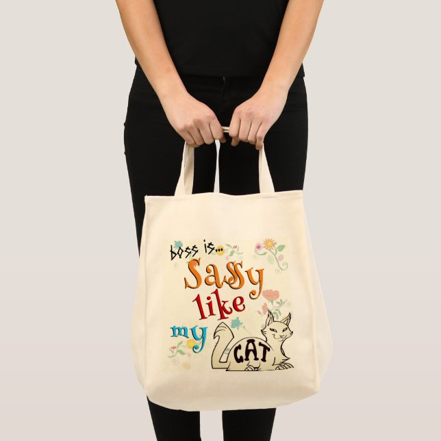 Cat-titude Sassy Like My Cat Bold Colour Typograph Tote Bag (Front (Product))