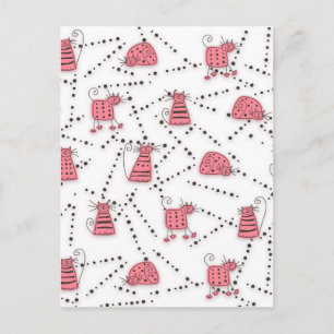 Cat Toons Pink Postcard