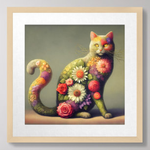 Cat Topiary, Flowers on a Cat, Organic Cat Poster