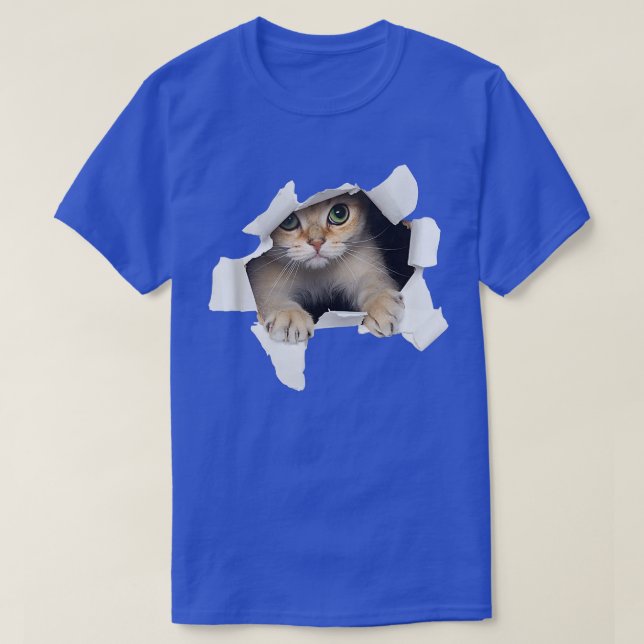 Cat Torn Cloth  Kitten lover cat  T-Shirt (Design Front)